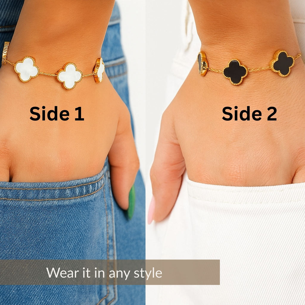 Dual Clover Charm Bracelet