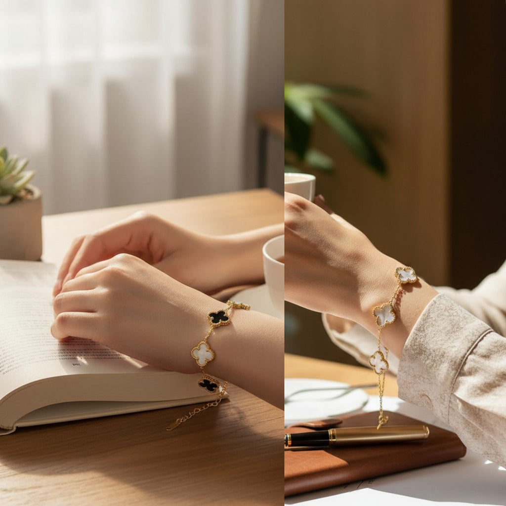 Dual Clover Charm Bracelet