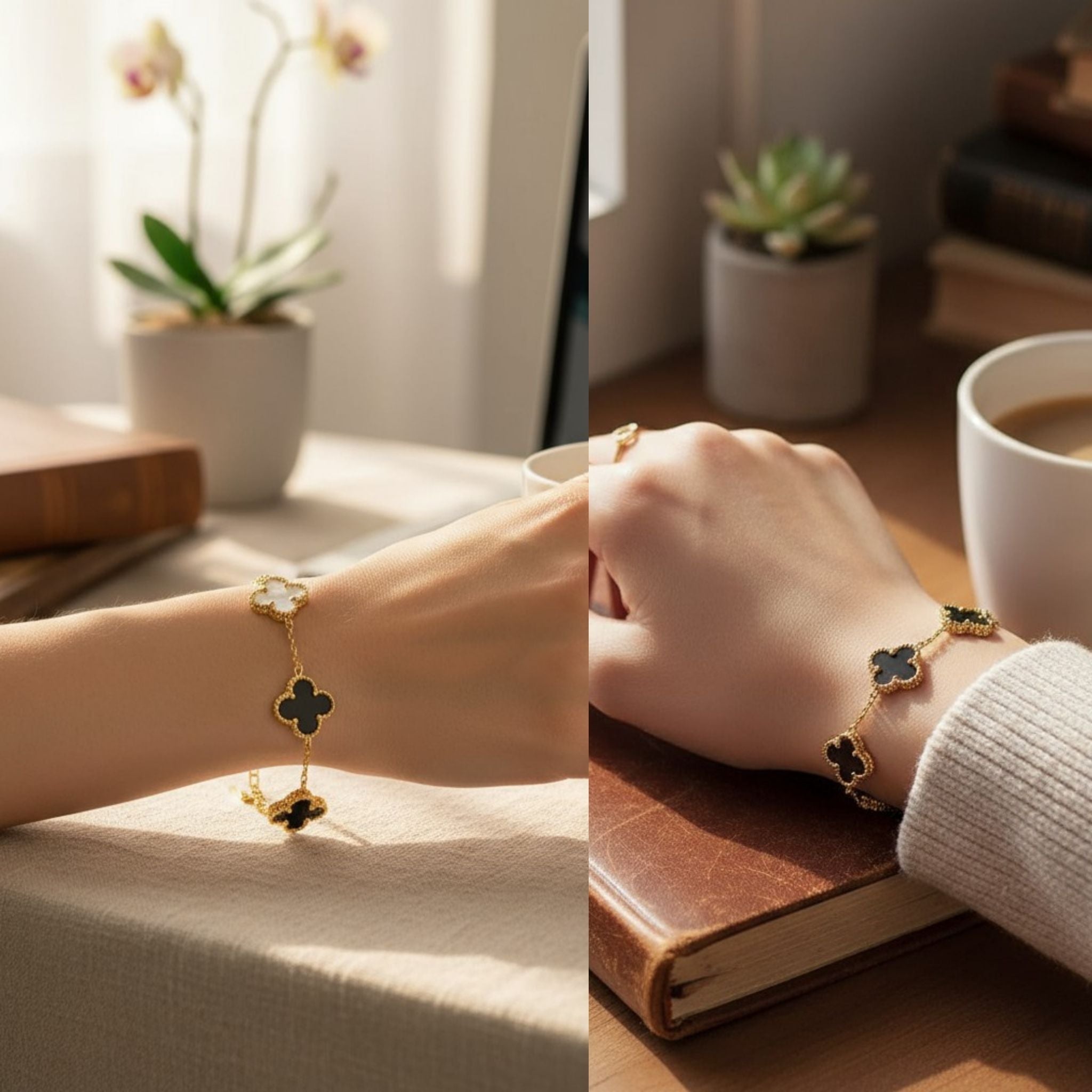 Dual Clover Charm Bracelet