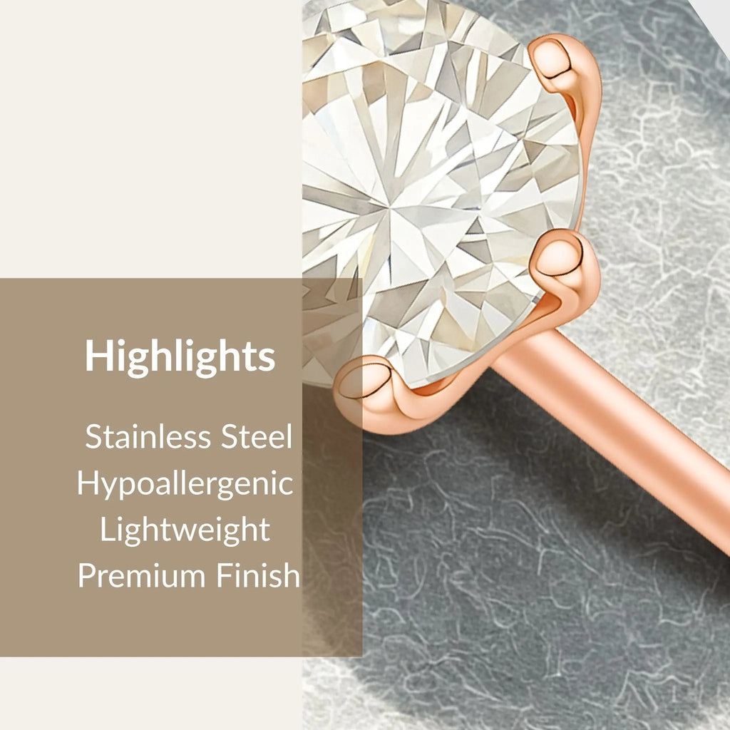 Rosé Solitaire Studs N3VO