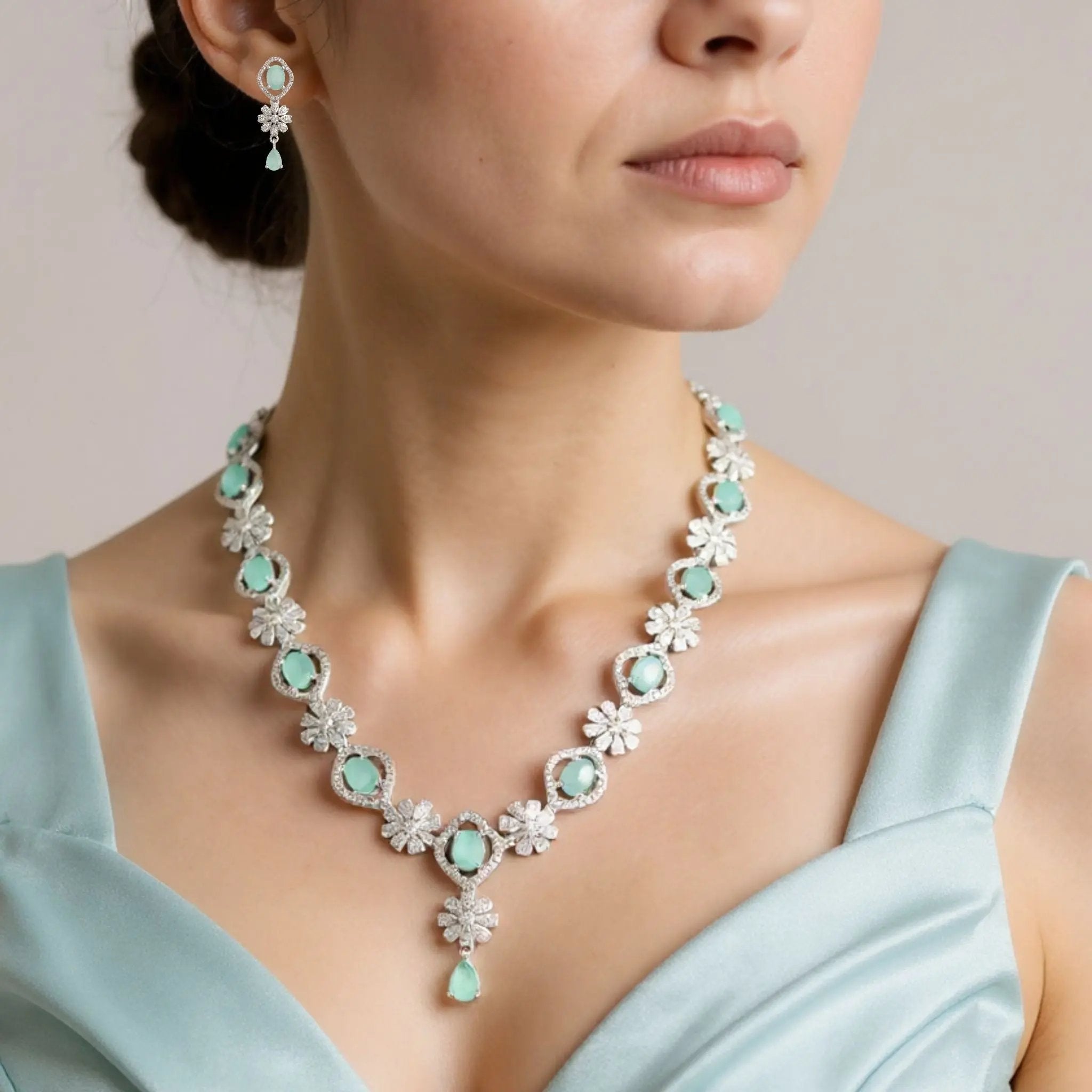Aurora Aqua Bloom Jewelry Set N3VO