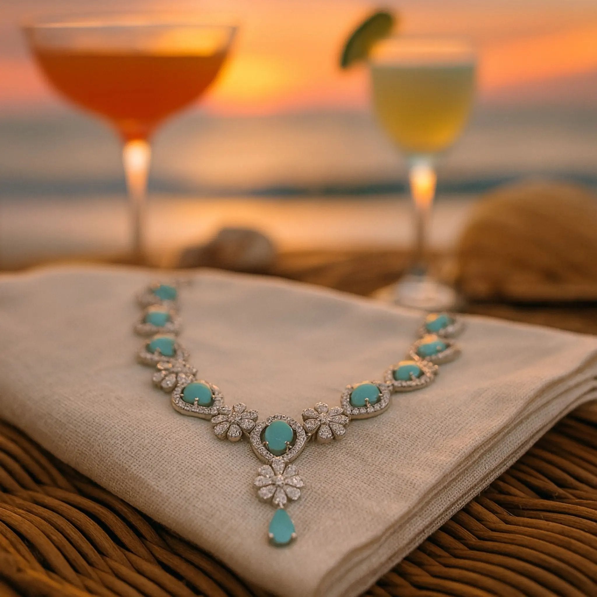 Aurora Aqua Bloom Jewelry Set N3VO